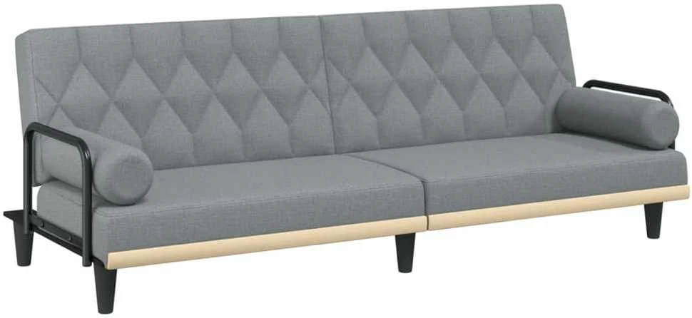 Sofa-lova su porankiais, šviesiai pilkos spalvos, audinys