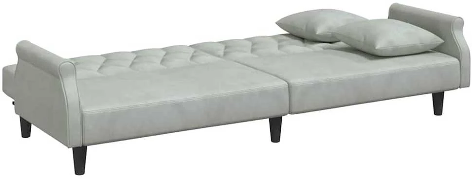 Sofa-lova su porankiais, šviesiai pilkos spalvos, aksomas