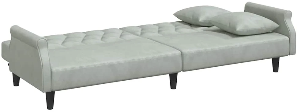 Sofa-lova su porankiais, šviesiai pilkos spalvos, aksomas