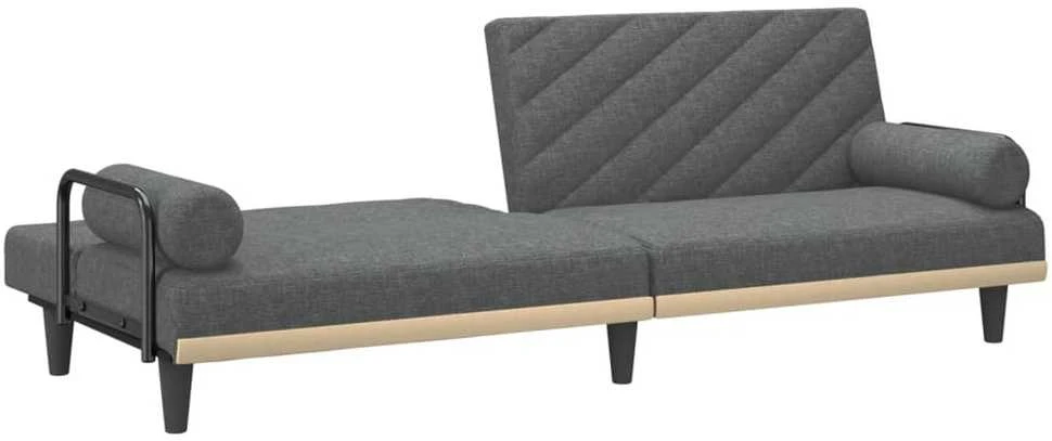 Sofa-lova su porankiais, tamsiai pilkos spalvos, audinys
