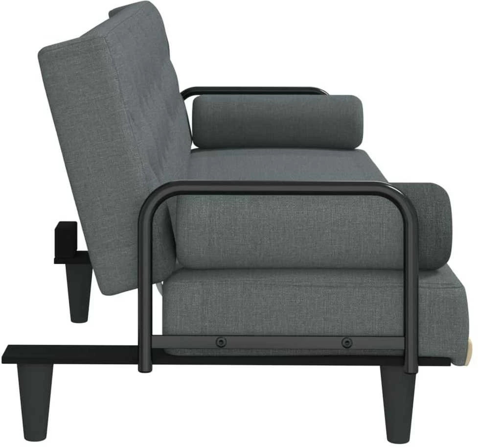 Sofa-lova su porankiais, tamsiai pilkos spalvos, audinys