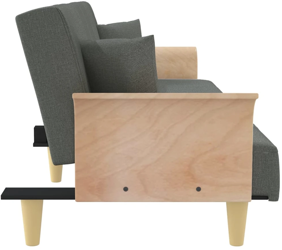 Sofa-lova su porankiais, tamsiai pilkos spalvos, audinys
