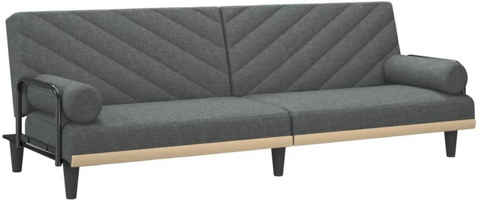 Sofa-lova su porankiais, tamsiai pilkos spalvos, audinys
