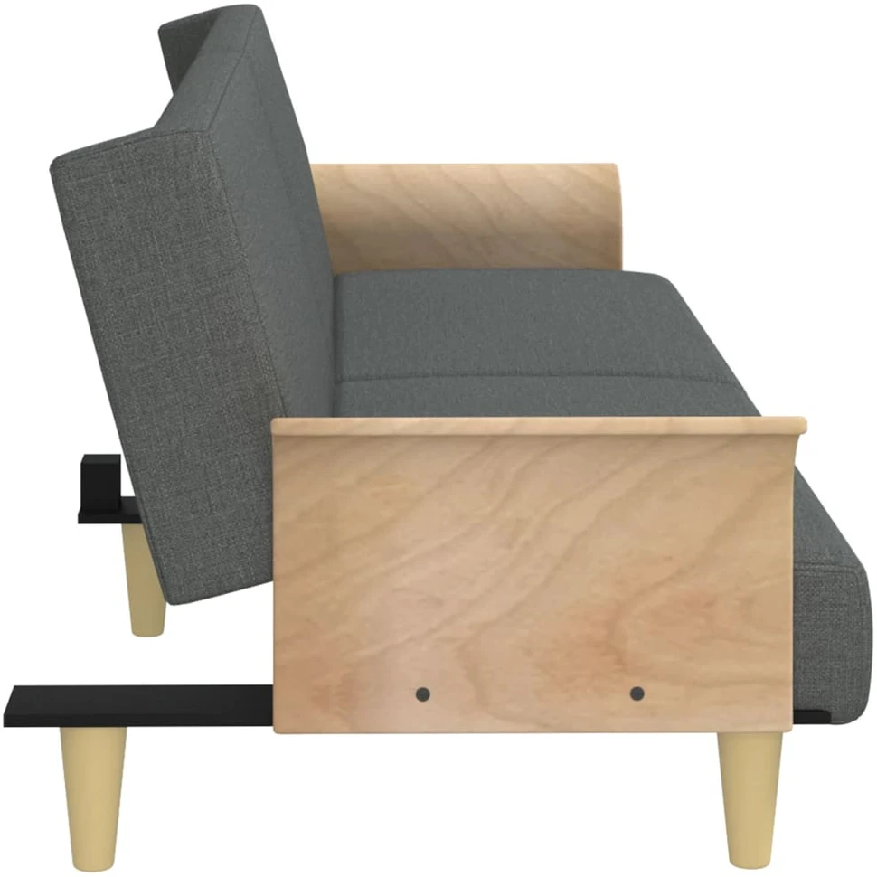 Sofa-lova su porankiais, tamsiai pilkos spalvos, audinys