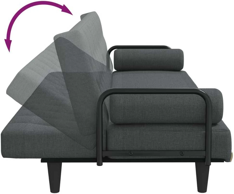 Sofa-lova su porankiais, tamsiai pilkos spalvos, audinys