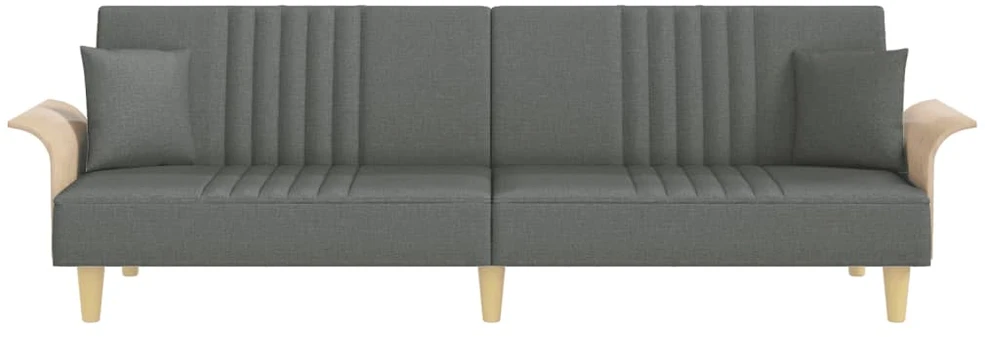Sofa-lova su porankiais, tamsiai pilkos spalvos, audinys