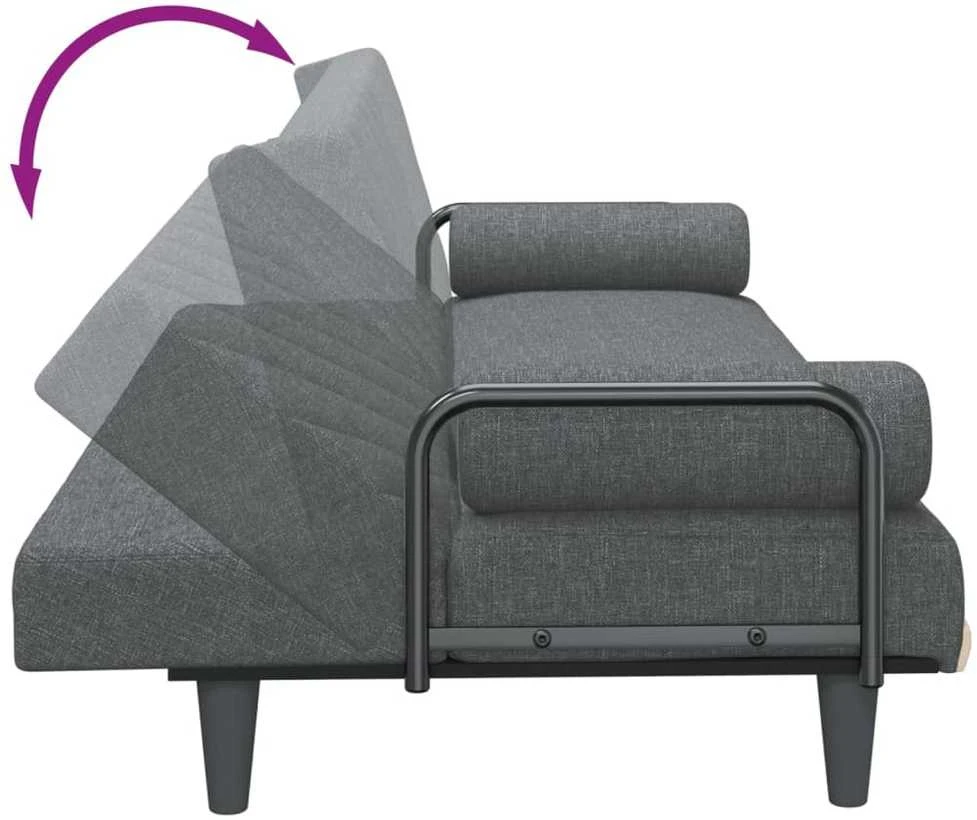 Sofa-lova su porankiais, tamsiai pilkos spalvos, audinys