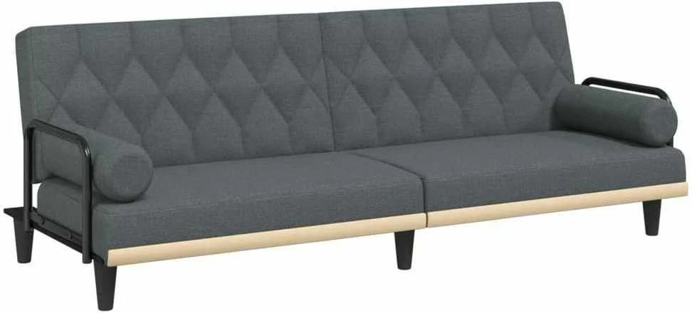 Sofa-lova su porankiais, tamsiai pilkos spalvos, audinys