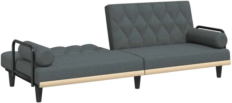 Sofa-lova su porankiais, tamsiai pilkos spalvos, audinys