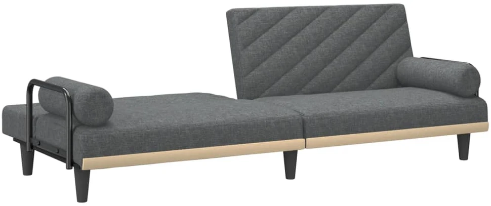 Sofa-lova su porankiais, tamsiai pilkos spalvos, audinys