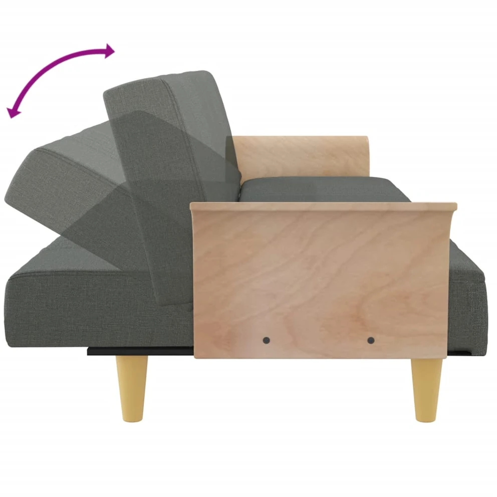 Sofa-lova su porankiais, tamsiai pilkos spalvos, audinys
