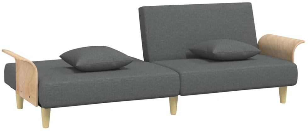 Sofa-lova su porankiais, tamsiai pilkos spalvos, audinys