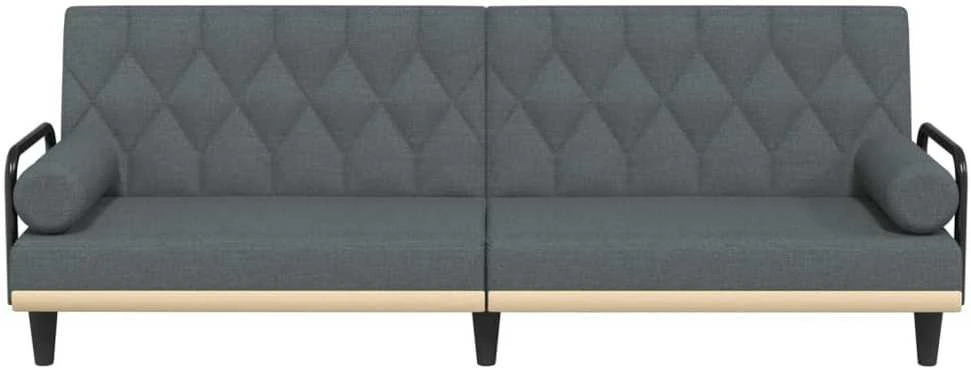 Sofa-lova su porankiais, tamsiai pilkos spalvos, audinys