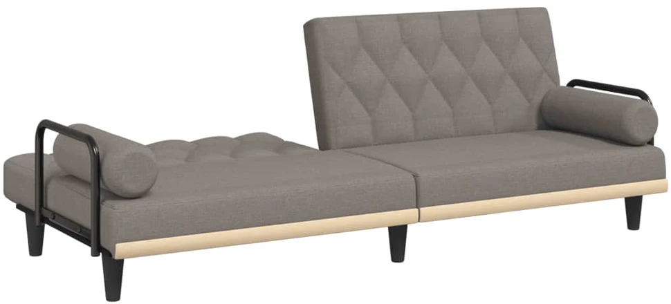 Sofa-lova su porankiais, taupe spalvos, audinys