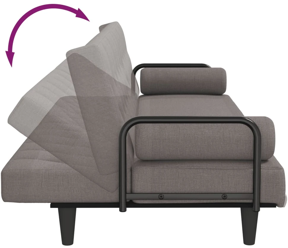 Sofa-lova su porankiais, taupe spalvos, audinys