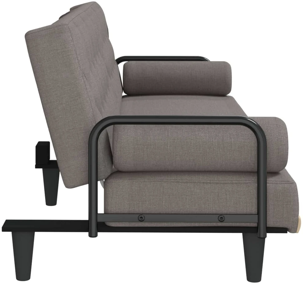 Sofa-lova su porankiais, taupe spalvos, audinys