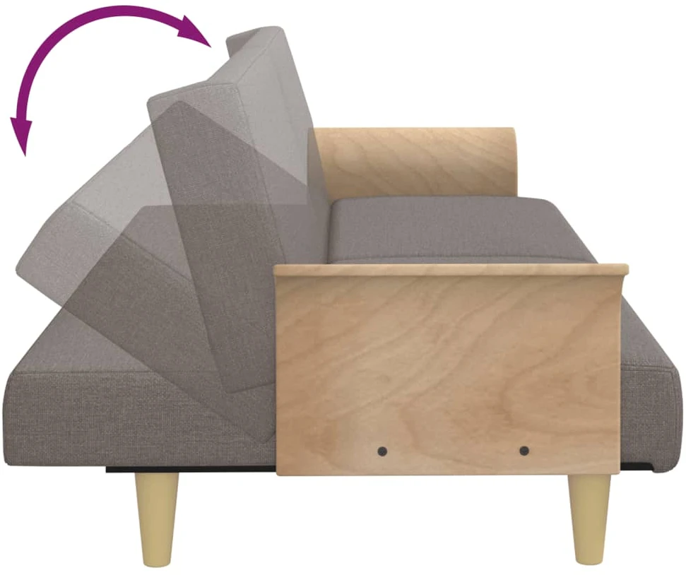 Sofa-lova su porankiais, taupe spalvos, audinys