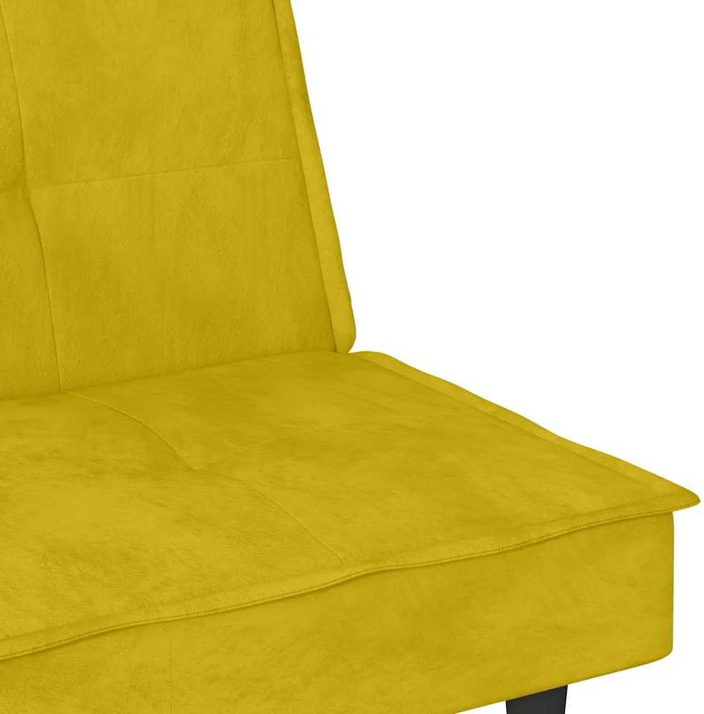 Sofa-lova su puodelių laikikliais, geltonos spalvos, aksomas