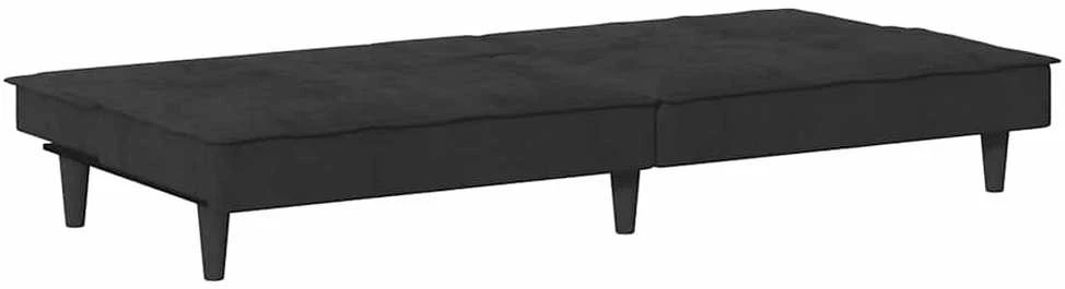Sofa-lova su puodelių laikikliais, juodos spalvos, aksomas