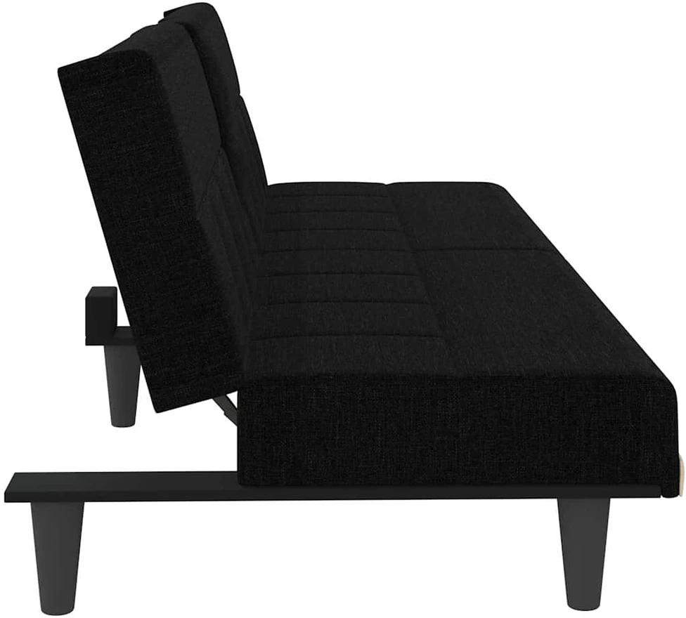 Sofa-lova su puodelių laikikliais, juodos spalvos, audinys