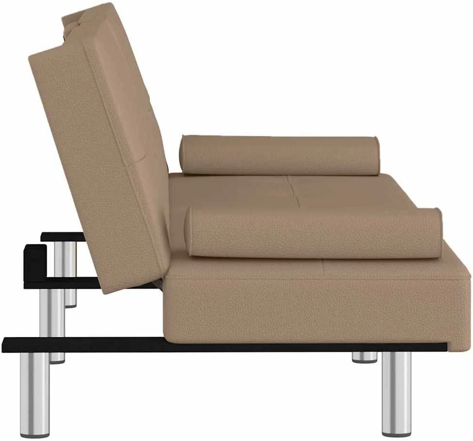 Sofa-lova su puodelių laikikliais, kapučino, dirbtinė oda