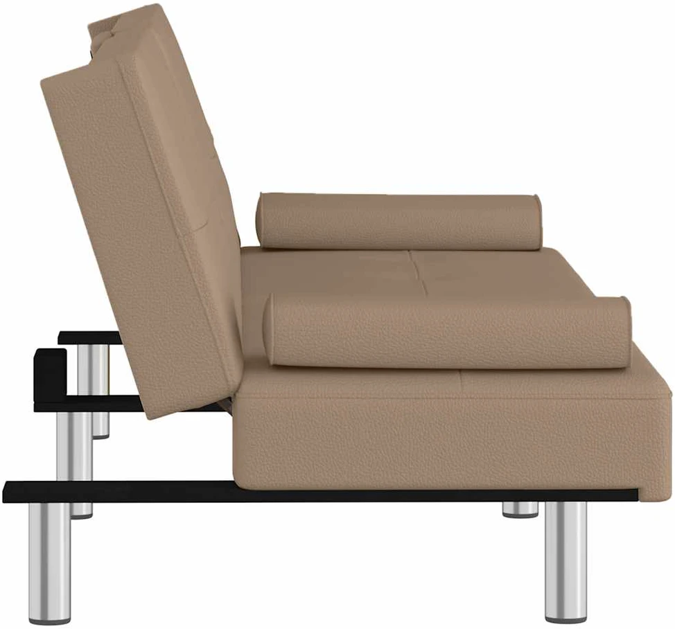 Sofa-lova su puodelių laikikliais, kapučino, dirbtinė oda