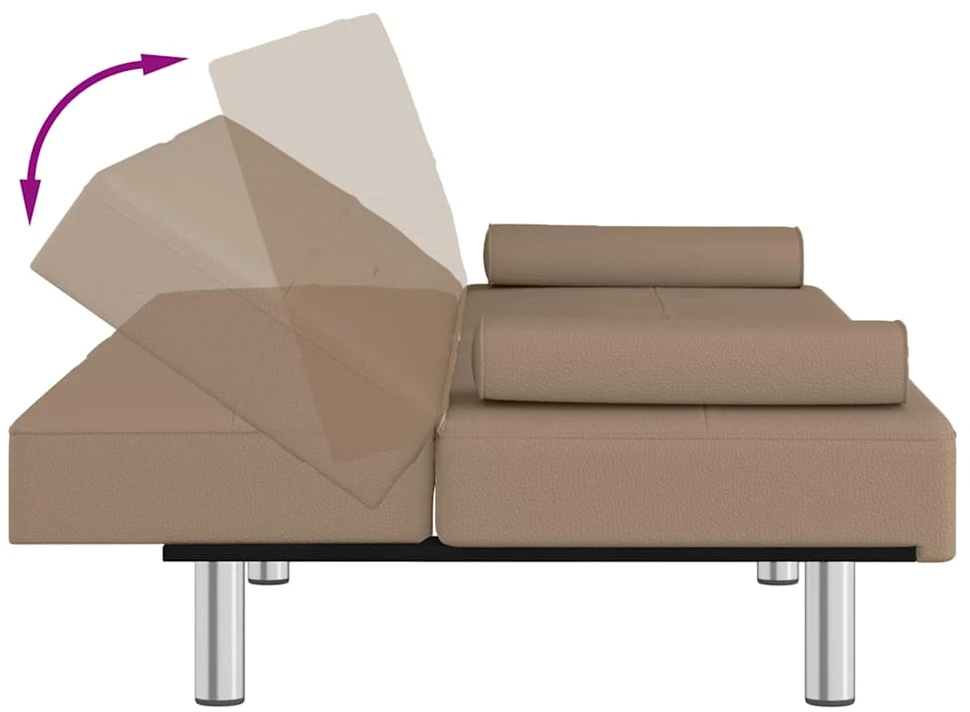 Sofa-lova su puodelių laikikliais, kapučino, dirbtinė oda