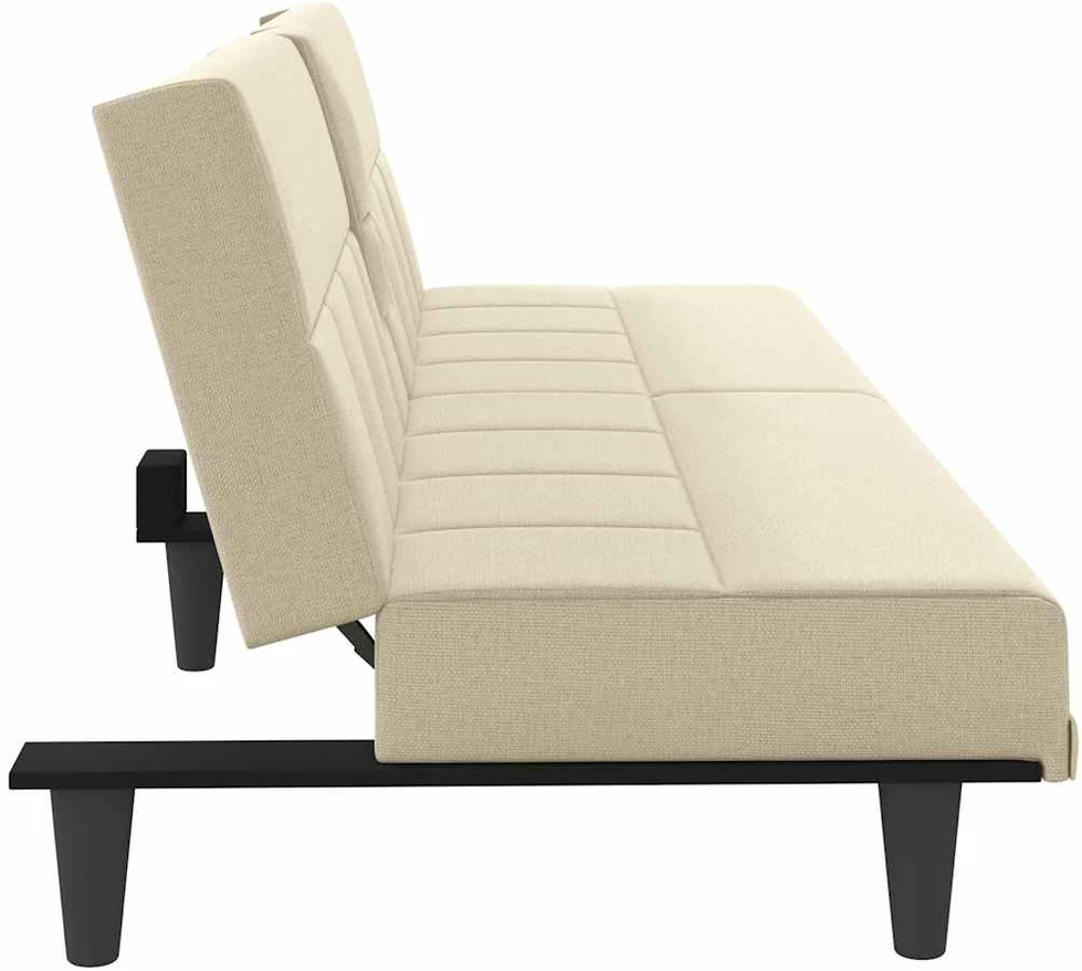 Sofa-lova su puodelių laikikliais, kreminės spalvos, audinys