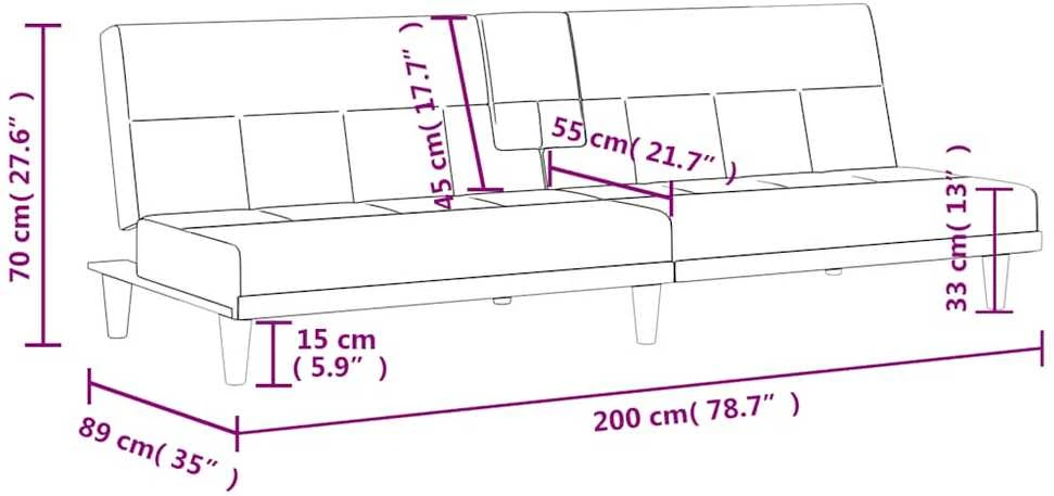 Sofa-lova su puodelių laikikliais, kreminės spalvos, audinys