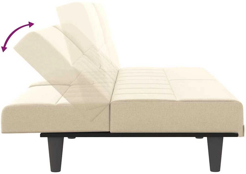 Sofa-lova su puodelių laikikliais, kreminės spalvos, audinys