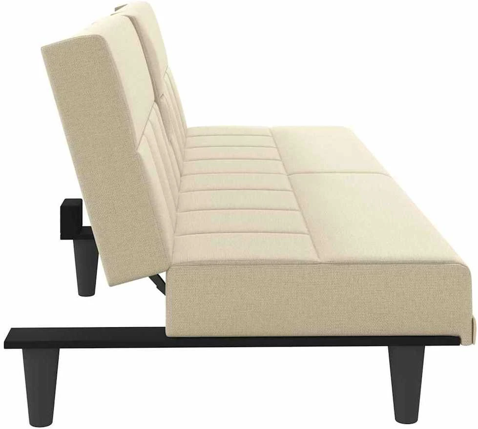 Sofa-lova su puodelių laikikliais, kreminės spalvos, audinys