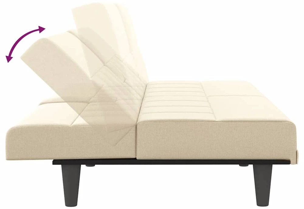 Sofa-lova su puodelių laikikliais, kreminės spalvos, audinys