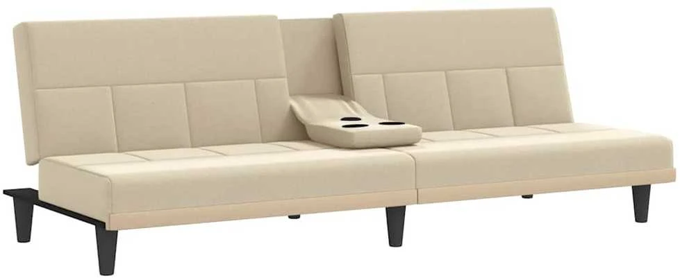 Sofa-lova su puodelių laikikliais, kreminės spalvos, audinys