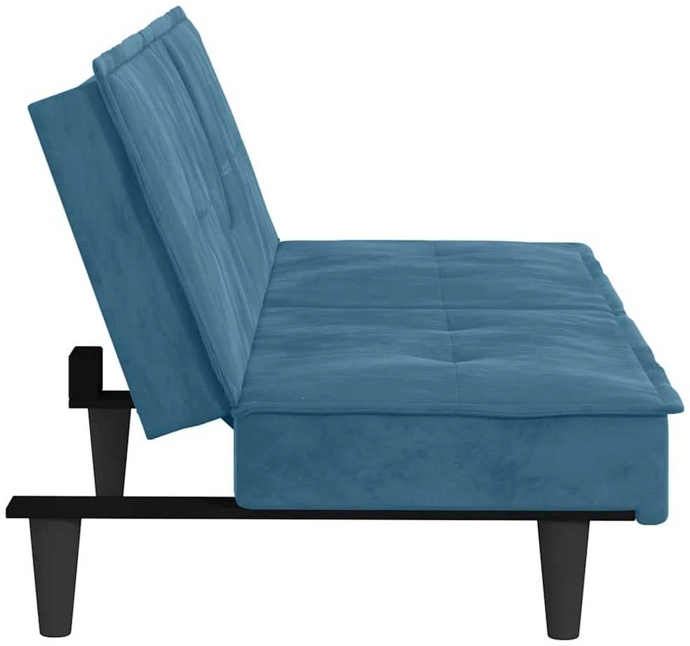 Sofa-lova su puodelių laikikliais, mėlynos spalvos, aksomas