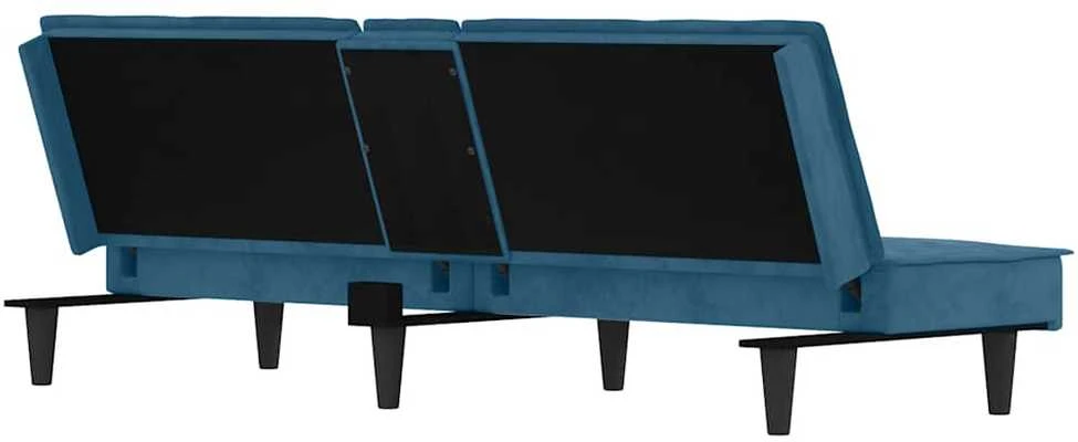 Sofa-lova su puodelių laikikliais, mėlynos spalvos, aksomas