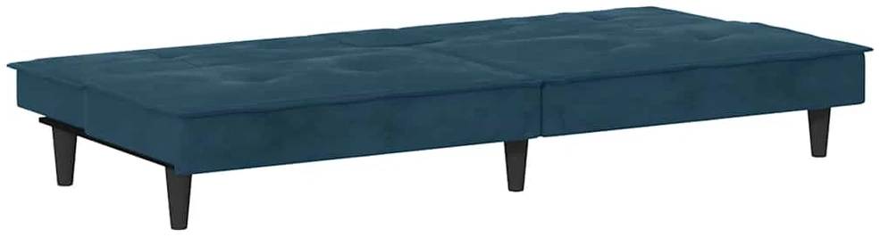 Sofa-lova su puodelių laikikliais, mėlynos spalvos, aksomas