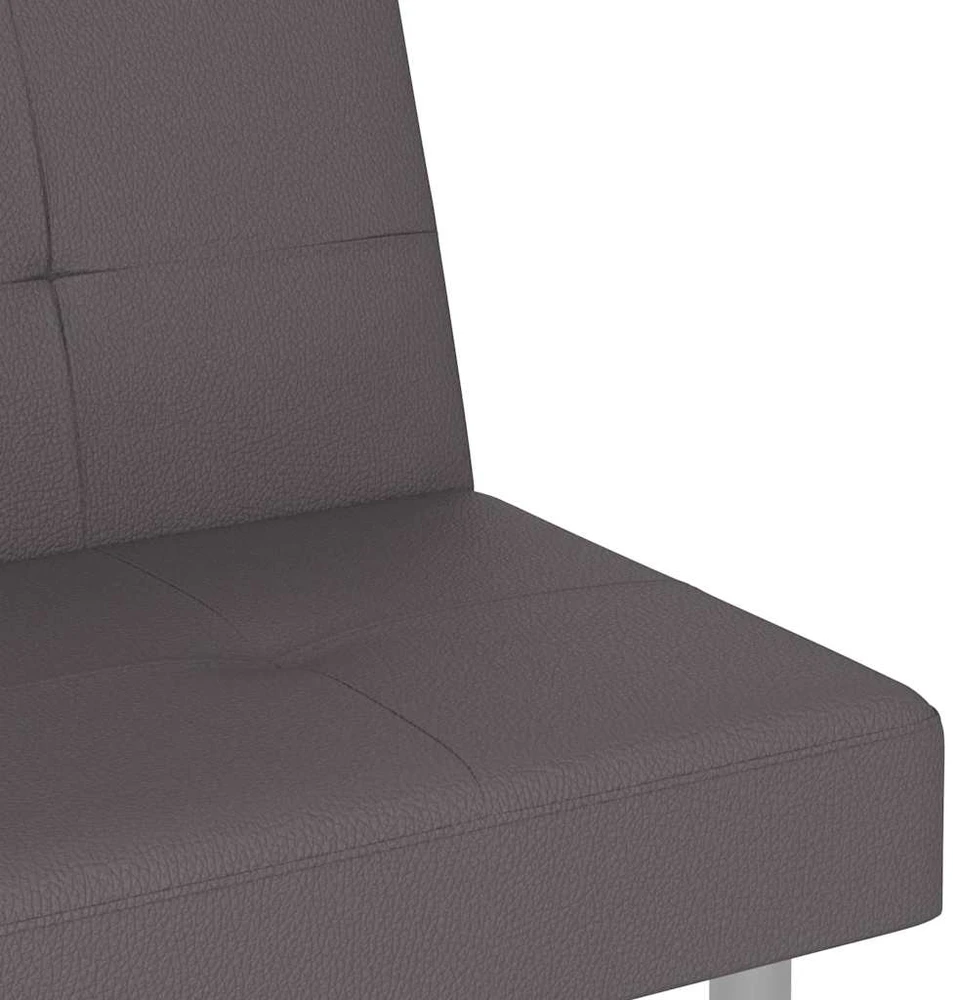 Sofa-lova su puodelių laikikliais, pilkos spalvos, dirbtinė oda