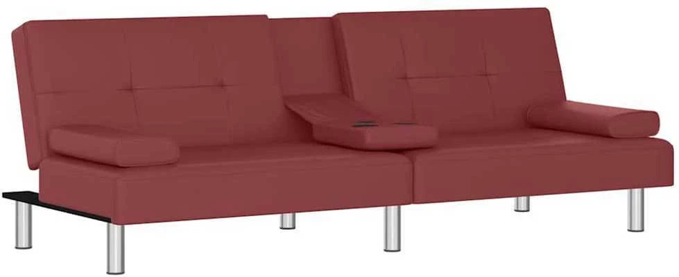 Sofa-lova su puodelių laikikliais, raudonojo vyno, dirbtinė oda