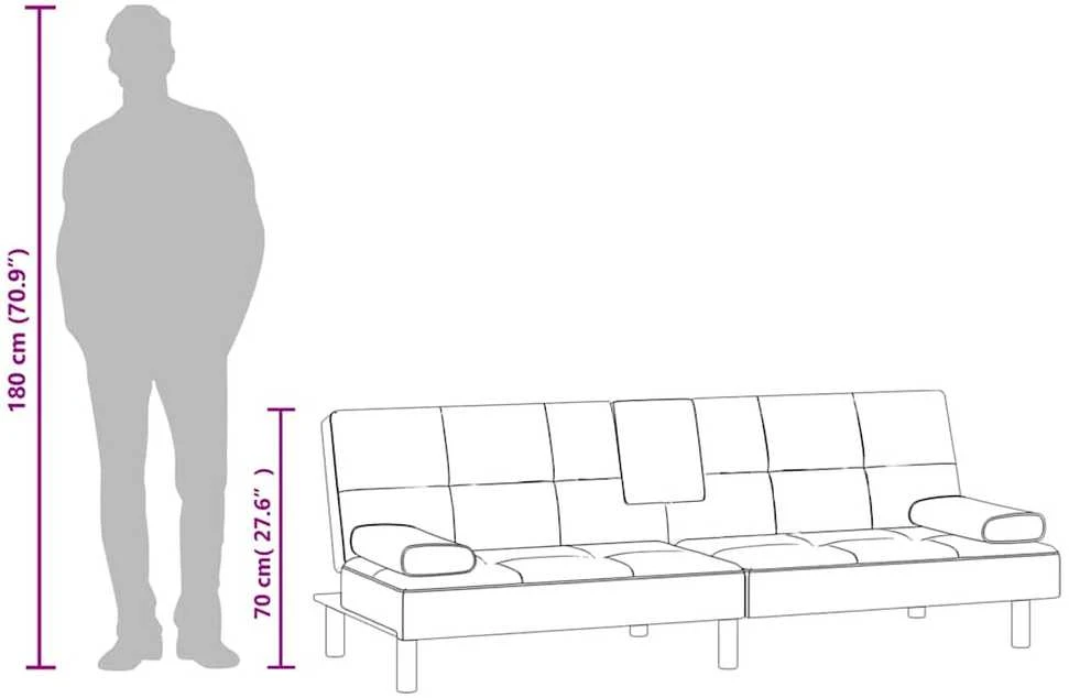 Sofa-lova su puodelių laikikliais, raudonojo vyno, dirbtinė oda