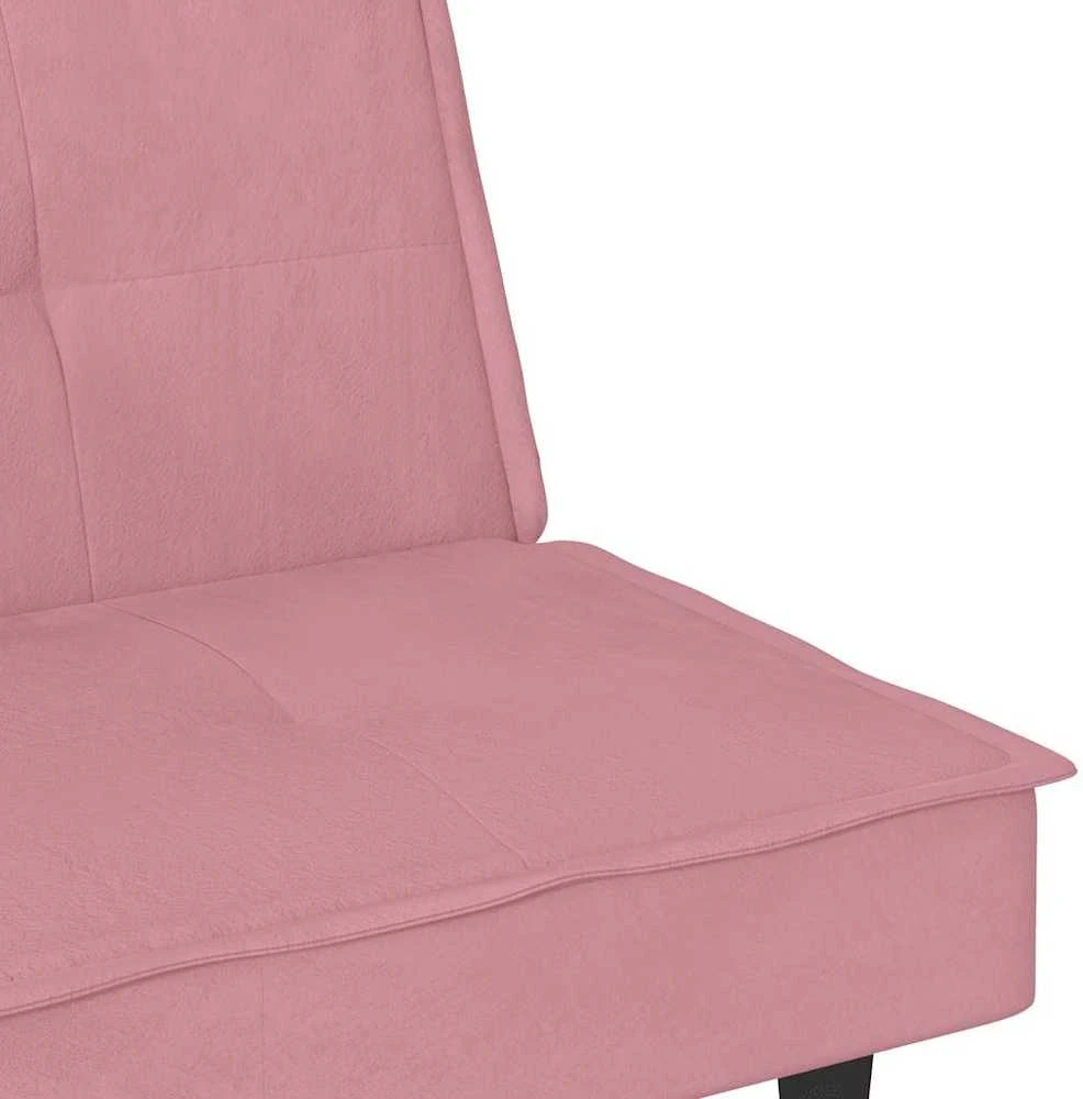 Sofa-lova su puodelių laikikliais, rožinės spalvos, aksomas