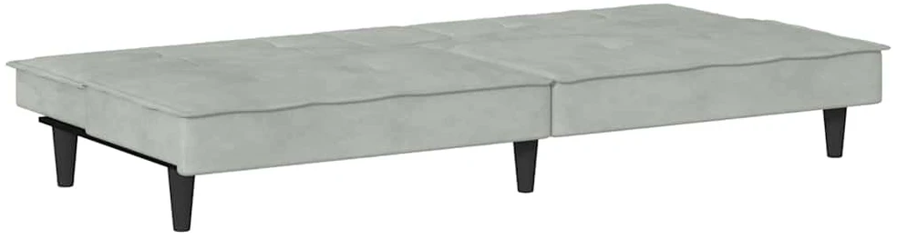Sofa-lova su puodelių laikikliais, šviesiai pilka, aksomas