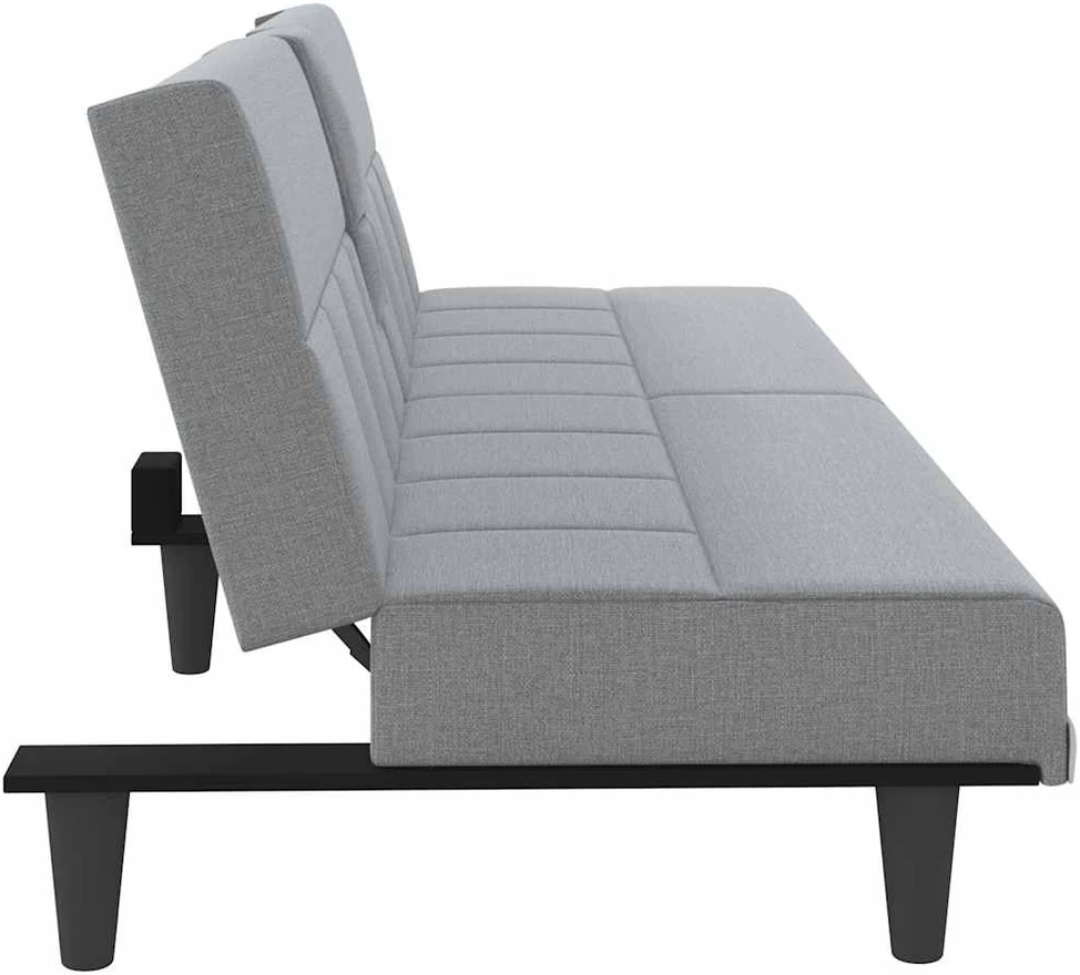 Sofa-lova su puodelių laikikliais, šviesiai pilka, audinys