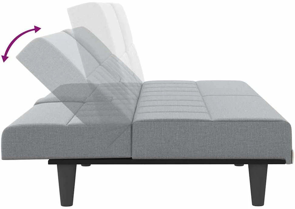 Sofa-lova su puodelių laikikliais, šviesiai pilka, audinys