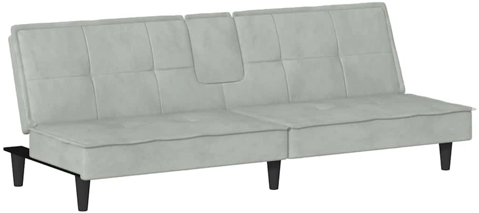 Sofa-lova su puodelių laikikliais, šviesiai pilka, aksomas
