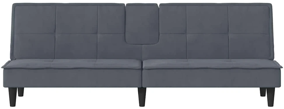 Sofa-lova su puodelių laikikliais, tamsiai pilka, aksomas