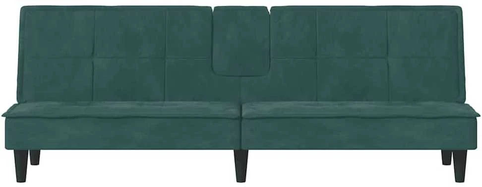 Sofa-lova su puodelių laikikliais, tamsiai žalia, aksomas