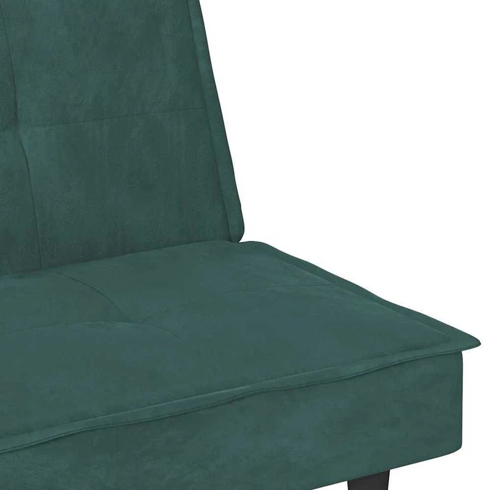 Sofa-lova su puodelių laikikliais, tamsiai žalia, aksomas