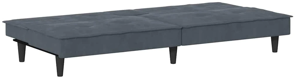 Sofa-lova su puodelių laikikliais, tamsiai pilka, aksomas