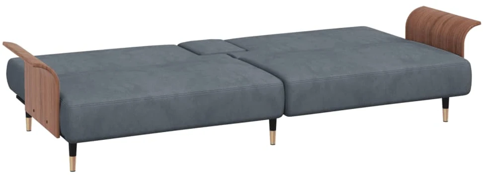 Sofa-lova su puodelių laikikliais, tamsiai pilka, aksomas
