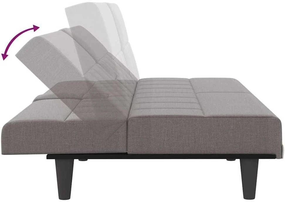 Sofa-lova su puodelių laikikliais, taupe spalvos, audinys